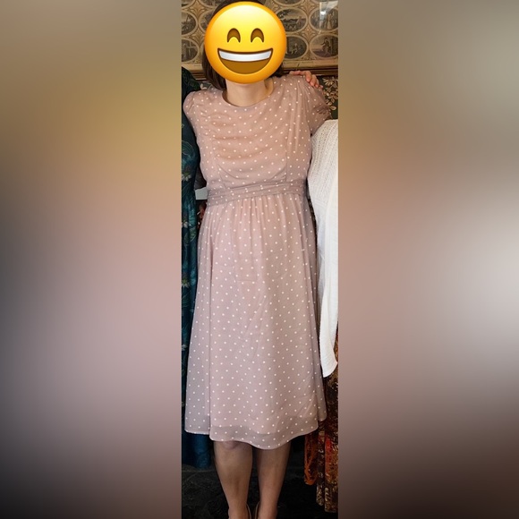 Pink polka dot maternity and nursing dress - Picture 2 of 2